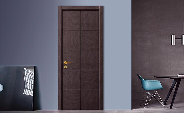 Modern Dark Wood Veneer Internal Door