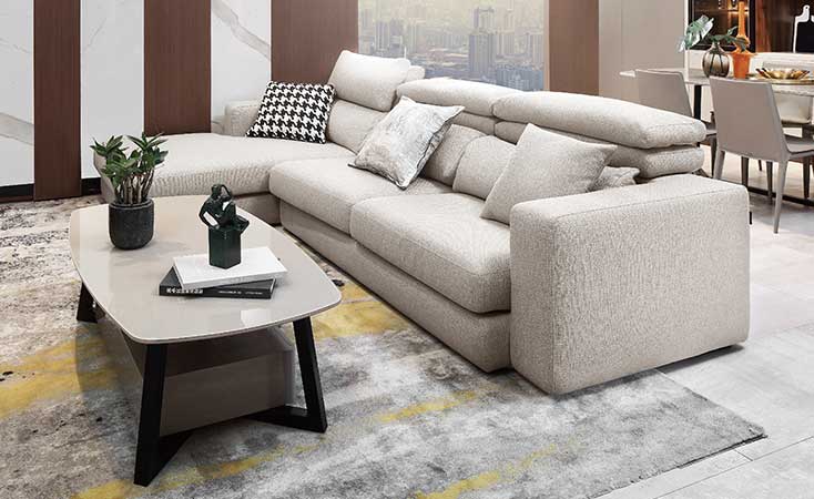 L Shaped Corner Fabric Sofas Set