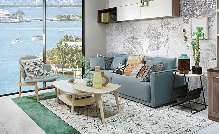Modern 2 Seat Fabric Sofa for Apartments