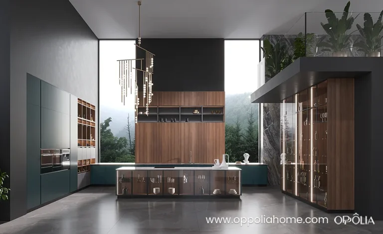 High End Greenish Blue Kitchen Cabinets
