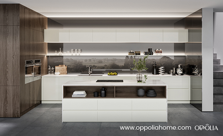 White Parallel Kitchens With Handleless Cabinets